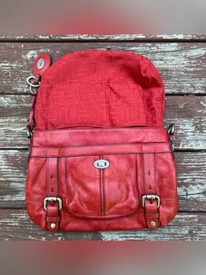 Fossil Maddox Genuine Leather 1954 Red Crossbody Handbag Satchel Purse ZB5032 thumbnail 14
