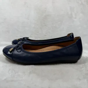 Vionic Minna Navy Blue Leather Cap Toe Ballet Flats Orthotic Bow Shoes 7 thumbnail 8