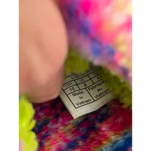 UGG Fluff Yeah Multicolor Fuzzy Shearling Slide Sandals Neon Green Women's US 10 thumbnail 4