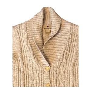 Woolrich Sweater Vest Womens Size L Tan Cable Knit Ramie Cotton Button Up Vintag thumbnail 5
