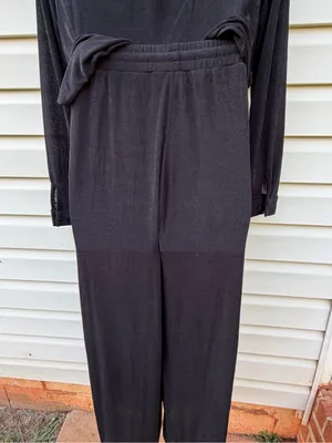 Easel Los Angeles Black 2 Piece Lounge Set Wide Leg Pants Medium New thumbnail 5