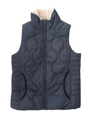 Rip Curl Quilted Navy Vest with Cream Sherpa Collar thumbnail 1