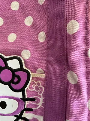 Rare Vintage Sanrio 2010 Hello Kitty Cotton purple nerd Large Tote Handbag Bag thumbnail 3