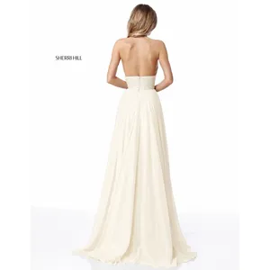 Sherri Hill 51640‎ Ivory Sequin Halter Chiffon Gown Size 8 NWT Retail $480 thumbnail 2