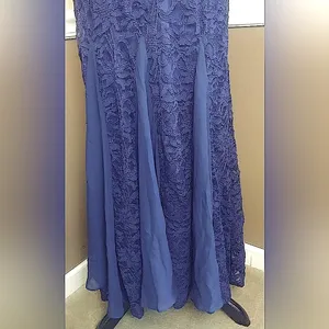 Sangria Navy Blue Lace Mermaid Godet Hem Maxi Dress Formal Gown by thumbnail 5