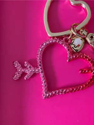 Betsey Johnson Hot Pink Heart Arrow Key & Card Holder Charm with Gold Accents thumbnail 5
