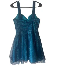 MXI Y2k 2000s Size 7 Aqua Mermaid Blue Chiffon Sparkle‎ Glitter Fairy Mini Dress thumbnail 4
