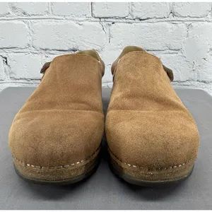 Dansko Merrin Clogs Size 39 US 8.5 Tan Suede Heel Strap Cork Midsole thumbnail 2