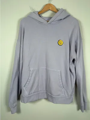 Gilly Hicks Hoodie Women Large Purple Smiley Face Patch Loungewear Streetwear thumbnail 1
