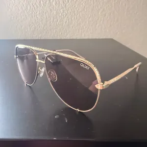 Quay High Key Rivet Gold Tan Aviator Sunglasses Women's thumbnail 3
