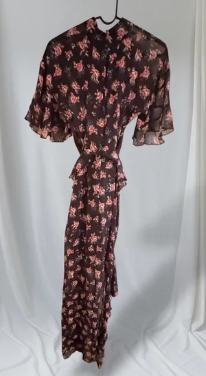 AFRM Vintage Victorian Ruffle Maxi Dress High Neck Slit Medium thumbnail 1