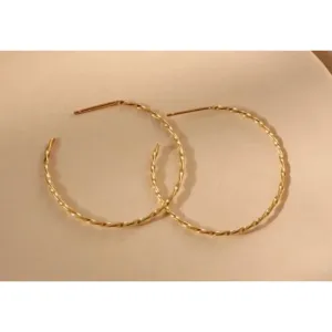 Beautiful Twist‎ 14k Gold Plated Sterling Silver Hoop Earrings, 4.2cm thumbnail 10