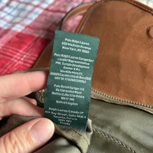 Lauren Ralph Lauren Hunter Green and Tan Leather Tote Bag thumbnail 9