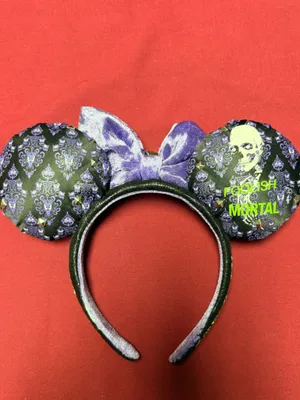 Disney Parks Haunted Mansion Purple Velvet Bow Minnie Mouse Headband thumbnail 9
