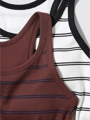 Uniqlo Racer Back Bra Top | Striped NWT White XXL thumbnail 3