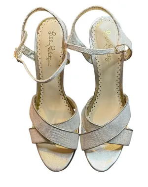 Lilly Pulitzer Shoes Womens Size 9.5 Gold Wedge Strappy Sandals‎ Ankle Strap thumbnail 1