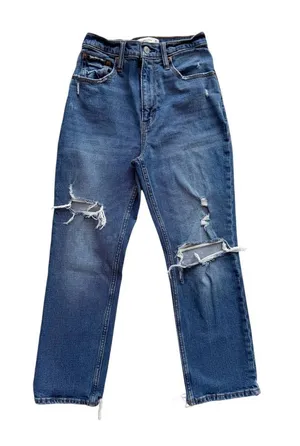 Abercrombie & Fitch Distressed Jeans - The Ankle Straight Ultra High Rise - Sz 0 thumbnail 1