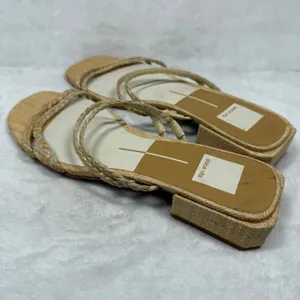Dolce Vita Paily Braided Raffia Low Block Heel‎ Slide Sandals Tan Womens 8.5 thumbnail 6