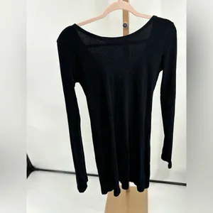 We The Free Black Long Sleeve V Neck Thermal Dress Size Large thumbnail 9