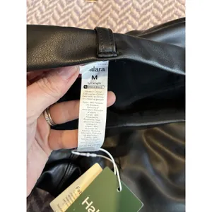NWT Halara Black Faux Leather Full Length Leggings Pants Size Medium thumbnail 8