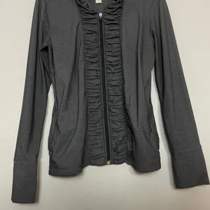 Lucy's Jacket Gray Zip-Up Ruffle Ruching Women Size Medium Athletic Running thumbnail 4