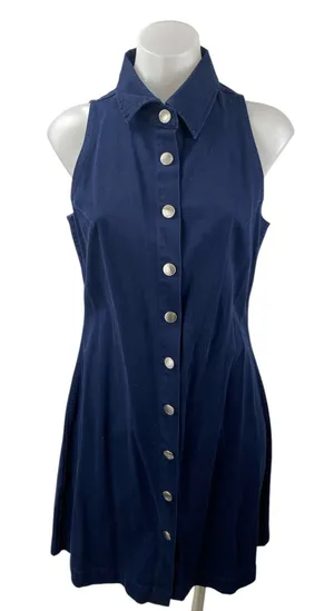 DL1961 Payton Blue Collared Sleeveless Button Down Mini Denim Shirt Dress Size S thumbnail 1