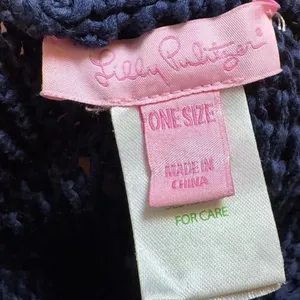 Lily Pulitzer 100% Cotton Viala Sweater Wrap, One Size, Navy thumbnail 5