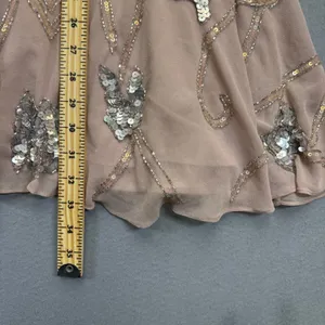 ASOS Womens Embellished Open Back Mini Dress‎ Dusty Rose Beaded Sequin Size 6 thumbnail 6