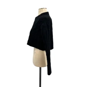 Aritzia Babaton Glory Merino Wool Sweater Crewneck Cropped Black Size XS‎ thumbnail 7