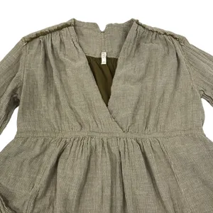 FREE PEOPLE V-Neck Blouse-Tunic Women M Olive Coastal Boho Cottage Western City thumbnail 7