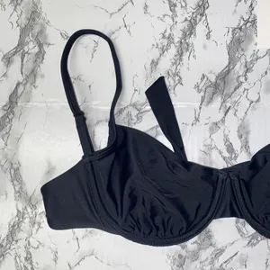 NWT Quince Black Italian Demi Bikini Swim Bathing Suit Top Women's Size Medium thumbnail 5
