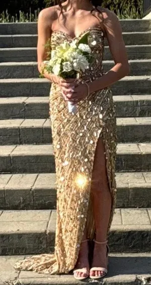 Sherri Hill gold strapless dress 56756 thumbnail 5