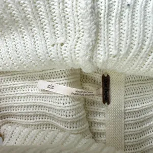 Free People Layer Cake Cable Knit Cream Tiered Ruffle Chunky Sweater Medium thumbnail 7