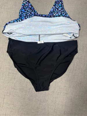 NWT Speedo Geometric Blue Pattern Tankini 2 Piece Swimsuit Size 14 thumbnail 4