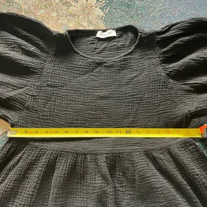 Carly Jean Los Angeles Black Blouse 1/4 Sleeve Mini Dress SZ S 100% Cotton Top thumbnail 10