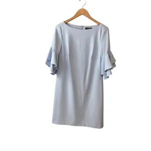 Lauren Ralph Lauren Light Blue Bell Sleeve Shift Dress Size‎ 10 Boat Neck Crepe thumbnail 2