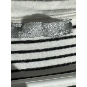 ZARA Black & White Striped V-Neck Midi T-Shirt Dress – Size M thumbnail 4
