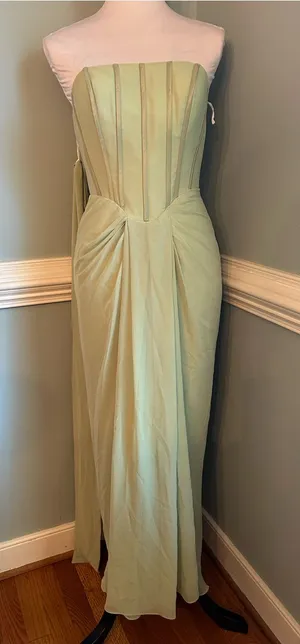 Strapless Sage Green Evening Gown Size 6 thumbnail 1