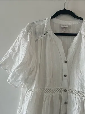 Knox Rose White 100% Cotton Eyelet Short Sleeve Mini Dress XXL Cottagecore thumbnail 3