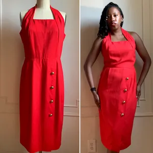 Vintage Jessica Howard Red Sleeveless Midi Dress thumbnail 4