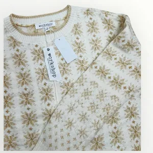 Workshop Republic Clothing Womens Sweater Size M Fair Isle Cream Gold Cozy thumbnail 2