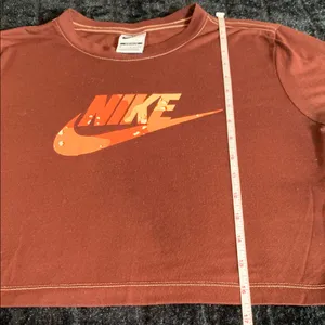Women's Nike Chocolate Brown and Orange Soft Crop Top T-Shirt Medium Slim Fit thumbnail 8