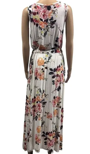 12 PM Mon Ami Feminine Floral Maxi Dress Chest Pocket and Tie Waist USA Medium thumbnail 2