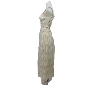 NEW Women's White Sequin Rhinestone Sleeveless Square Neck A-Line Tank Dress XS thumbnail 2