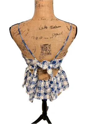 Altar'd State Blue White Gingham Eyelet Peplum Cami Top Women's Size XL NWT thumbnail 5