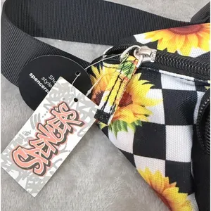 Spencer's Fanny Pack OS Black Sunflower 90s Checkered Travel Festival Belt Bag thumbnail 5