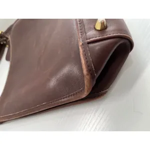 Vintage Unbranded Mahogany Leather Ergo‎ Crossbody Bag Minimalist 90s Style thumbnail 9
