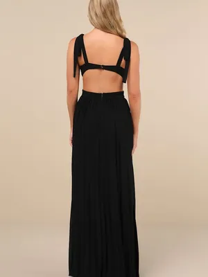 NWT Lulu's Black Pleated Halter Maxi Dress thumbnail 9
