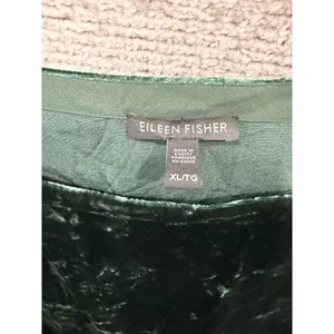 Eileen Fisher Womens Top XL Green Crushed Velvet Silk Blend Short Sleeve Tee thumbnail 4
