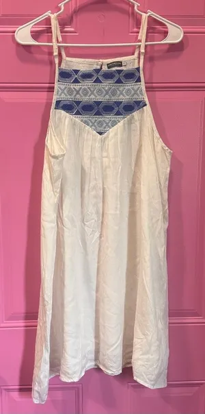 Earthbound White Boho‎ Sleeveless Halter Mini Sundress thumbnail 1
